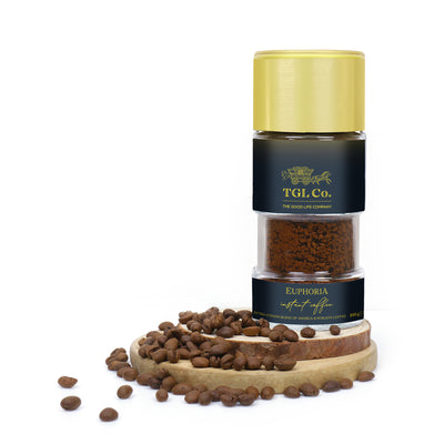 Euphoria Original Premium Instant Coffee + Hazelnut Flavoured Instant Coffee - (100 gm each)